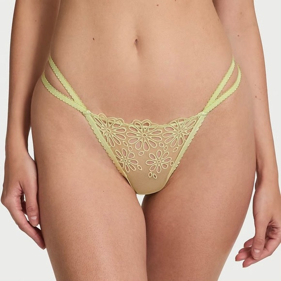 Victoria’s Secret Large Reed Green The Lacie Eyelet Strappy String Thong - Picture 2 of 3
